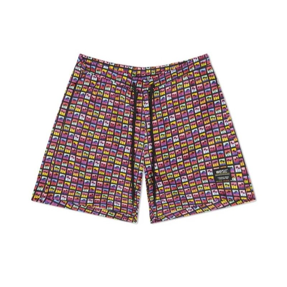WeSC America Inc Zack Men's Palm Polaroid Aop 5" Swim Trunks Black multi L